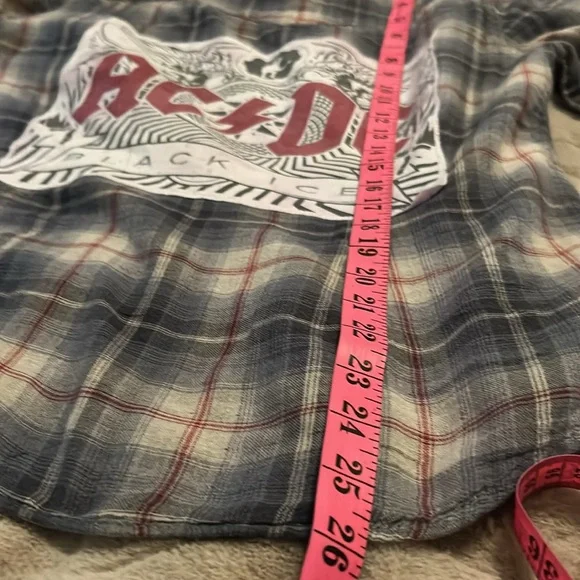 #1129 AC DC Plaid Button-Up Shirt - Picture 10 of 11
